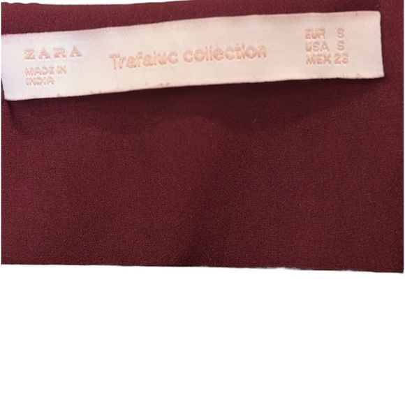 Zara Floral Embroidered Boho Maroon Dress | Fall Dresswear | Knee-Length Sz 8 - Picture 5 of 5